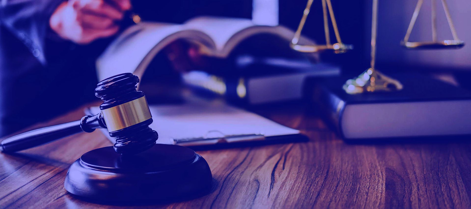 Scales of justice and a gavel